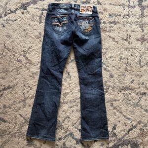 Y2K Guess Floral Stitching Ultra Low Rise Bootcut Jeans